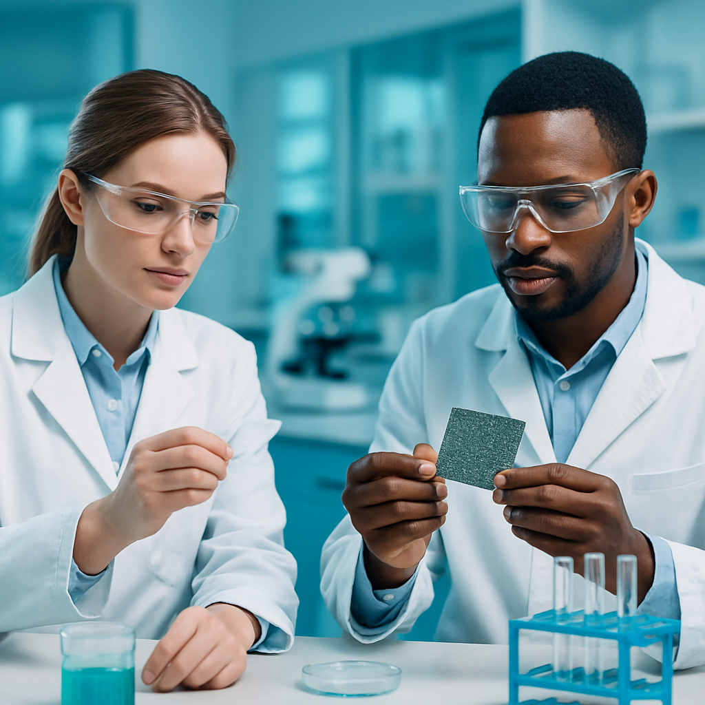 Researchers working in a materials science laboratory